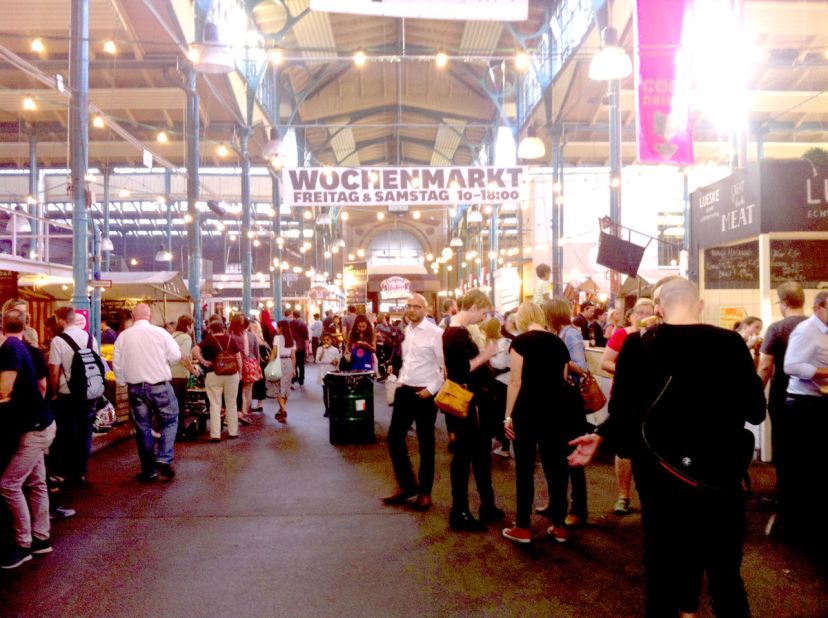 Every week in the bustling district of Kreuzberg, one of the few well-preserved historic market halls in Berlin is transformed into a street food market.