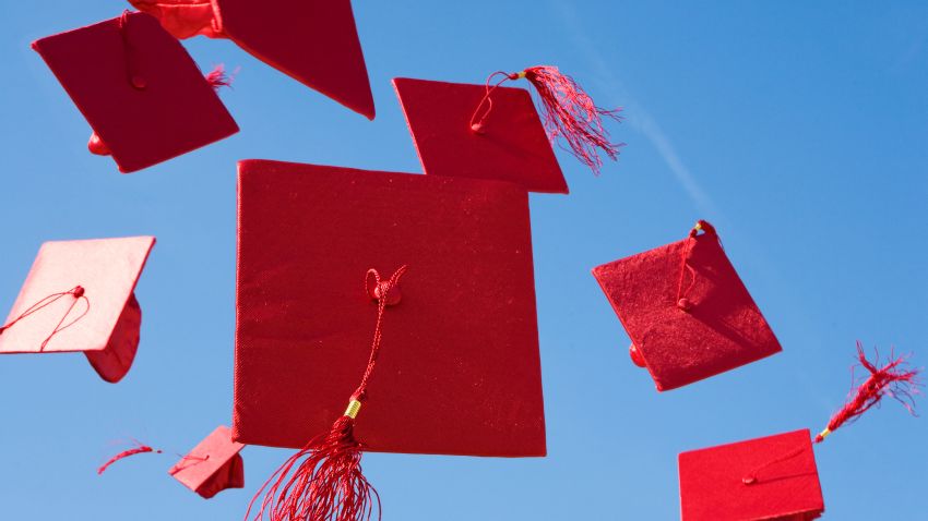 red graduation caps