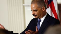WASHINGTON, DC - SEPTEMBER 25: Attorney General Eric H. Holder Jr. announces his resignation today, September 25, 2014 in Washington, DC. President Obama said that Mr. Holder will remain in office until a successor is nominated and confirmed. (Photo by Win McNamee/Getty Images)