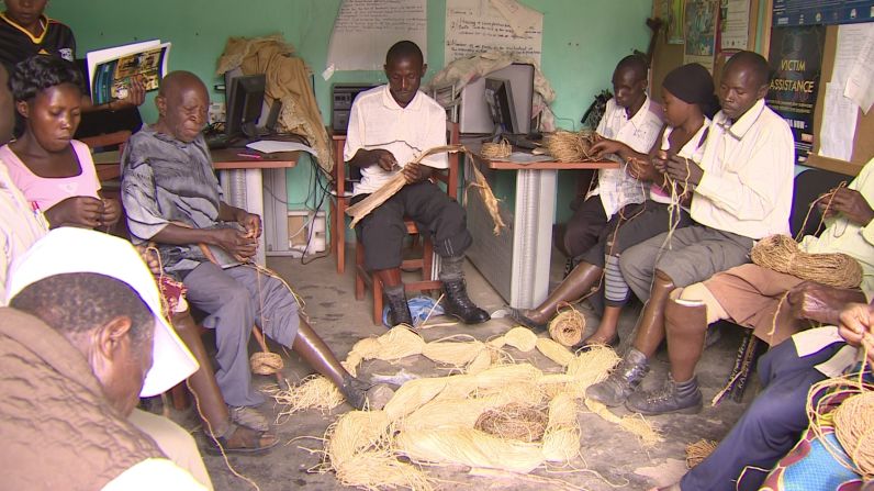 A group of landmine victims in Kasese have formed a co-operative association to make rope out of banana fiber and sell it for a profit. 