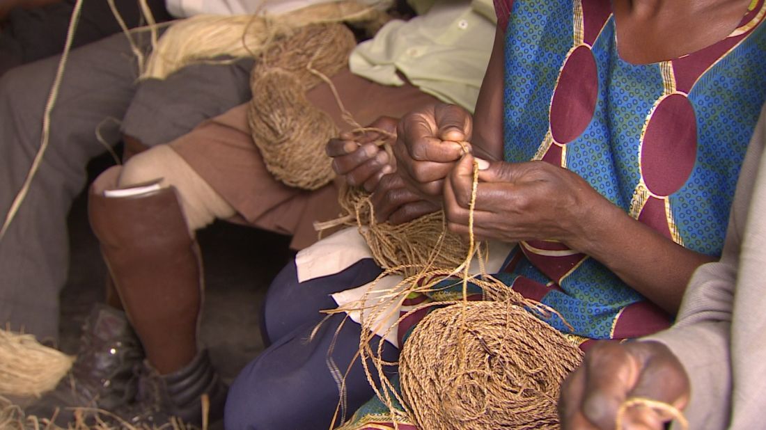 Once the fibers are weaved together the co-operative sells the rope to clients in bulk.
