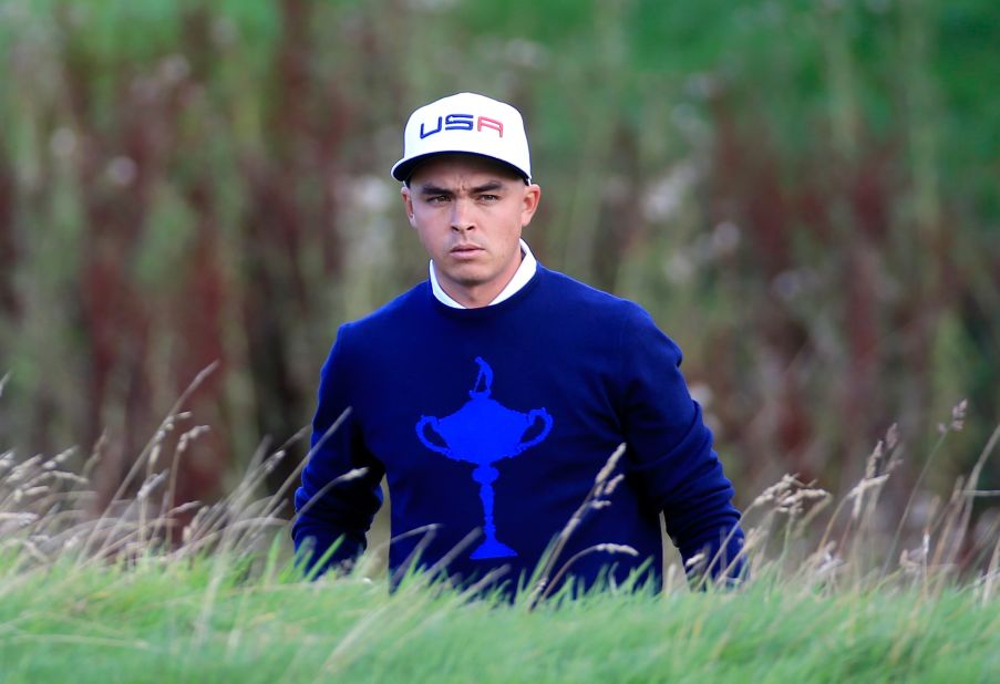 Team USA's Rickie Fowler out on course during Friday's opening fourballs. He and partner Jimmy Walker halved their match with Europe's Thomas Bjorn and Martin Kaymer.   