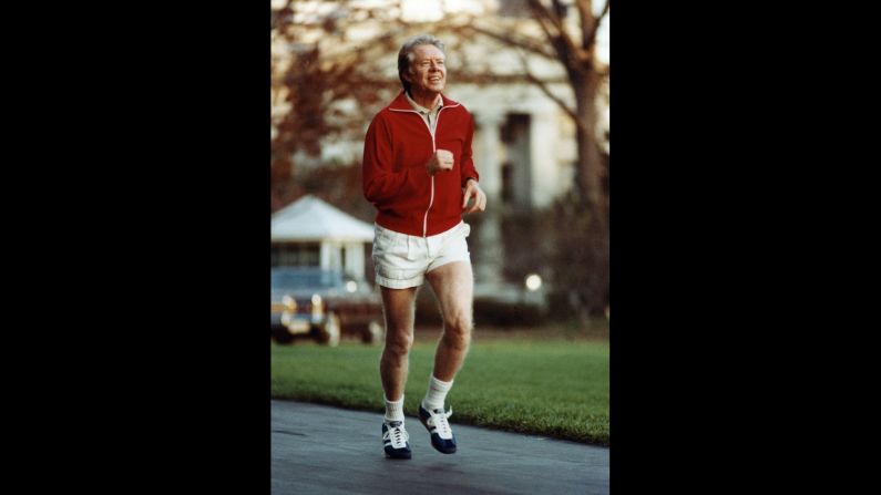 Jimmy Carter, the 39th president, has been known to enjoy jogging. He collapsed while <a  target="_blank">running a 10-kilometer race</a> in Maryland in 1979.