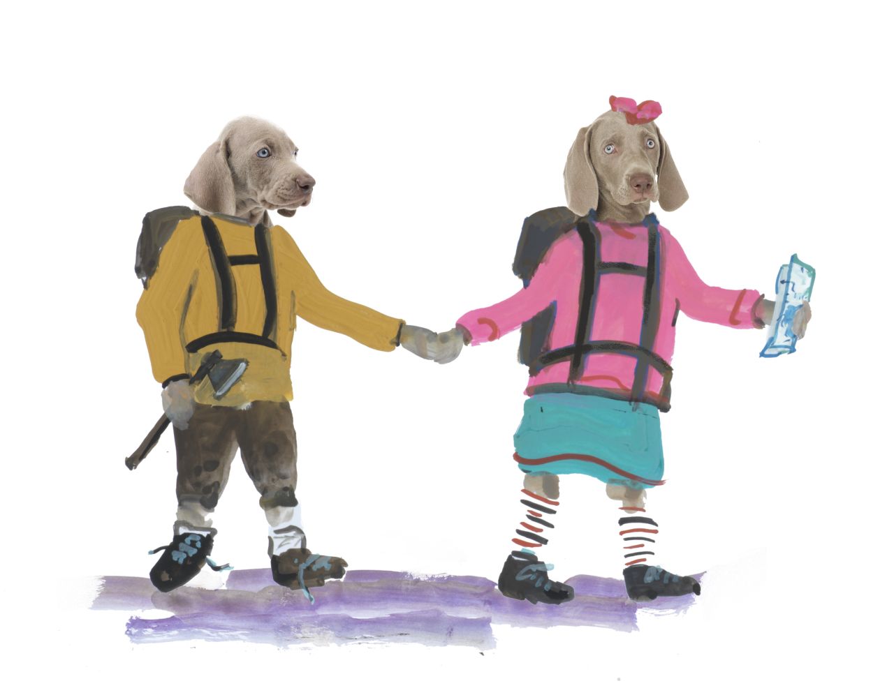 Dogs, mainly Weimaraners, have been persistent muses in William Wegman's artwork, and his latest picture book "Flo & Wendell Explore" is no exception. Click through the gallery for more examples of how dogs have made their mark on Wegman's career.