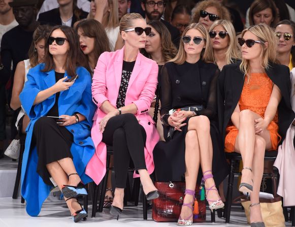 As always, Paris Fashion Week is closing out this fashion season with a bang. (Save the best for last, right?) Here are some of the standouts on and off the catwalk. <br /><br />By <a href="index.php?page=&url=http%3A%2F%2Fwww.twitter.com%2Fallyssiaalleyne" target="_blank" target="_blank"><strong>Allyssia Alleyne</strong></a> and <strong>Monique Todd</strong>, for CNN <br /><br />What are they thinking? Style blogger Miroslava Duma, actress Olivia Palermo and models Camille Rowe and Lucie de la Falaise look as inscrutable as they are chic on the front row at Dior. 