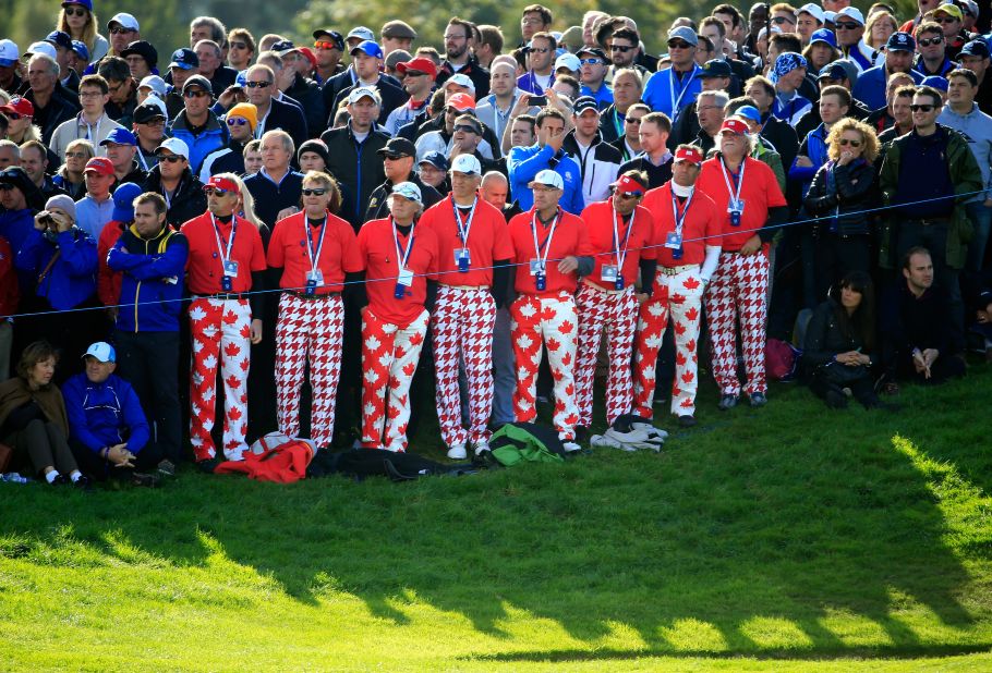 Nice pants! There's always plenty of colorful clothing on show at the Ryder Cup. 