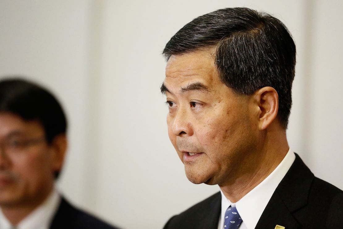 Hong Kong Chief Executive Leung Chun-ying addresses journalists in October 2013