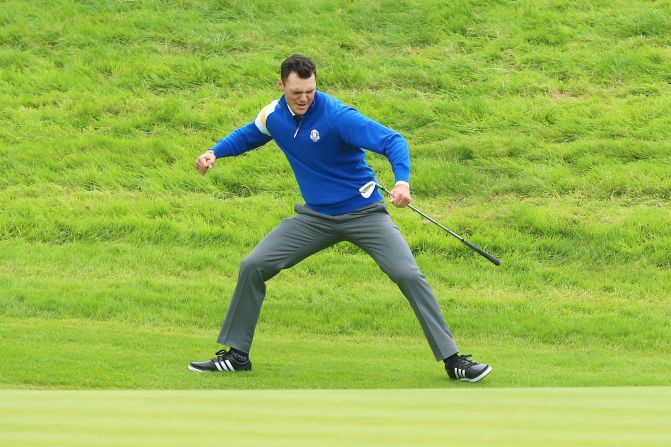 Martin Kaymer holed the winning putt in the 2012 Ryder Cup at Medinah and his chip in from off the green 16th proved equally memorable as he beat Bubba Watson.