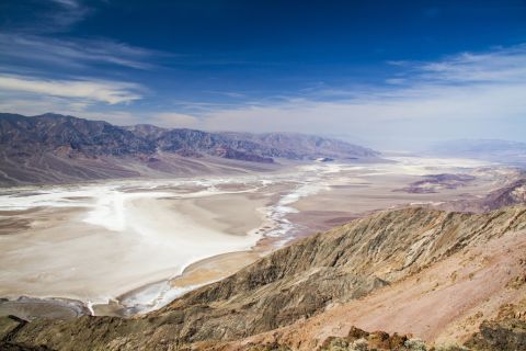 This is what you see from the top of Dante's View at Death Valley National Park in California. <a href="http://ireport.cnn.com/docs/DOC-1115579">Badwater Basin</a> is 282 feet below sea level, making it the lowest point in North America.