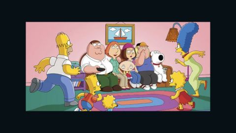 The characters from " Family Guy" visited with those from "The Simpsons."