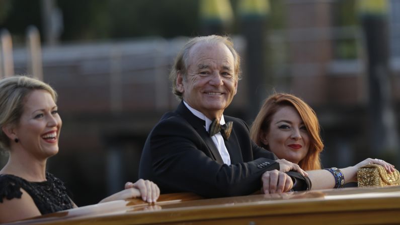 Actor Bill Murray and Samantha Barry, CNN's senior director of social news, arrive for the wedding.