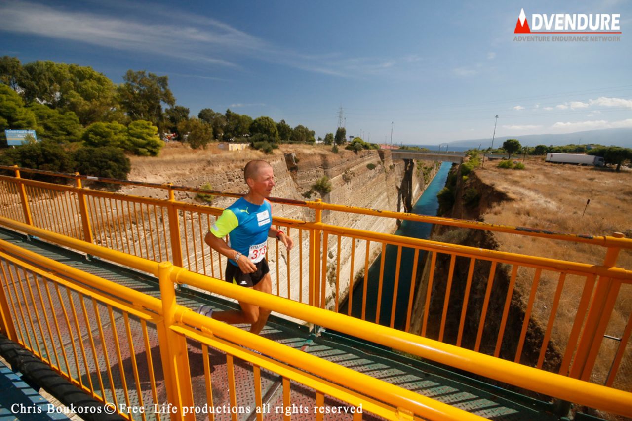 Four seasons in two days: From rain in Athens to sunshine at the Isthmus of Corinth (pictured). The Spartathlon owes its legendary status not only to its history but the tough racing conditions. "It is very difficult for three reasons," explains <a href="https://el-gr.facebook.com/Advendure" target="_blank" target="_blank">Troupis</a>. "It's a road race, but it has a lot of climbs. Second, the weather is not steady. During the day and the night you have a lot of variations of temperature which is very hard for the runners. Also, there are very strict cut off points. If you don't make one you are disqualified."