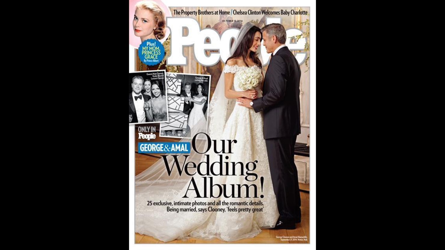 The cover of People magazine features the wedding of actor George Clooney and Amal Alamuddin.