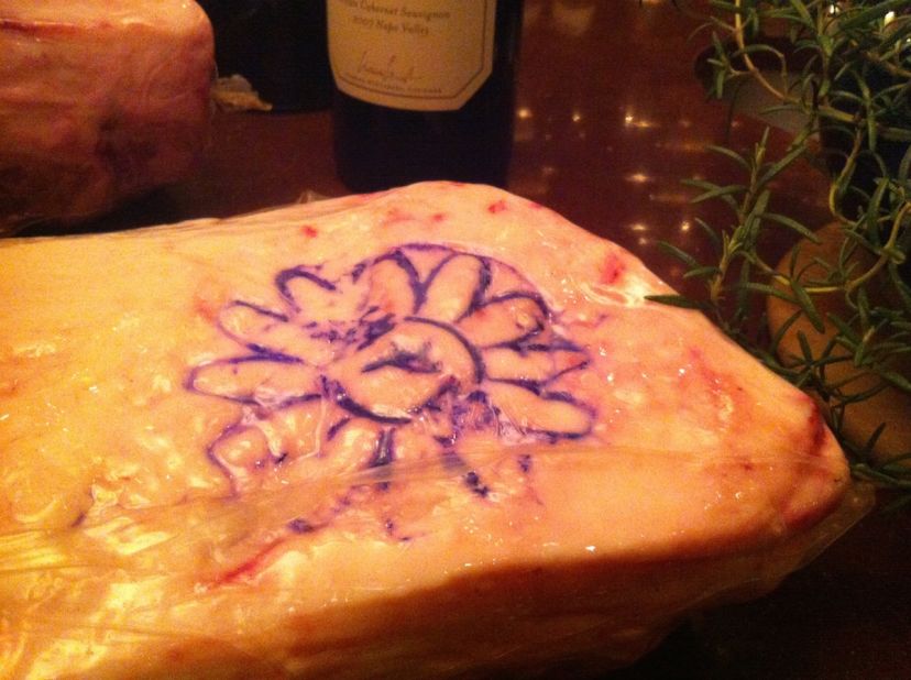 This floral stamp marks authentic Kobe beef.