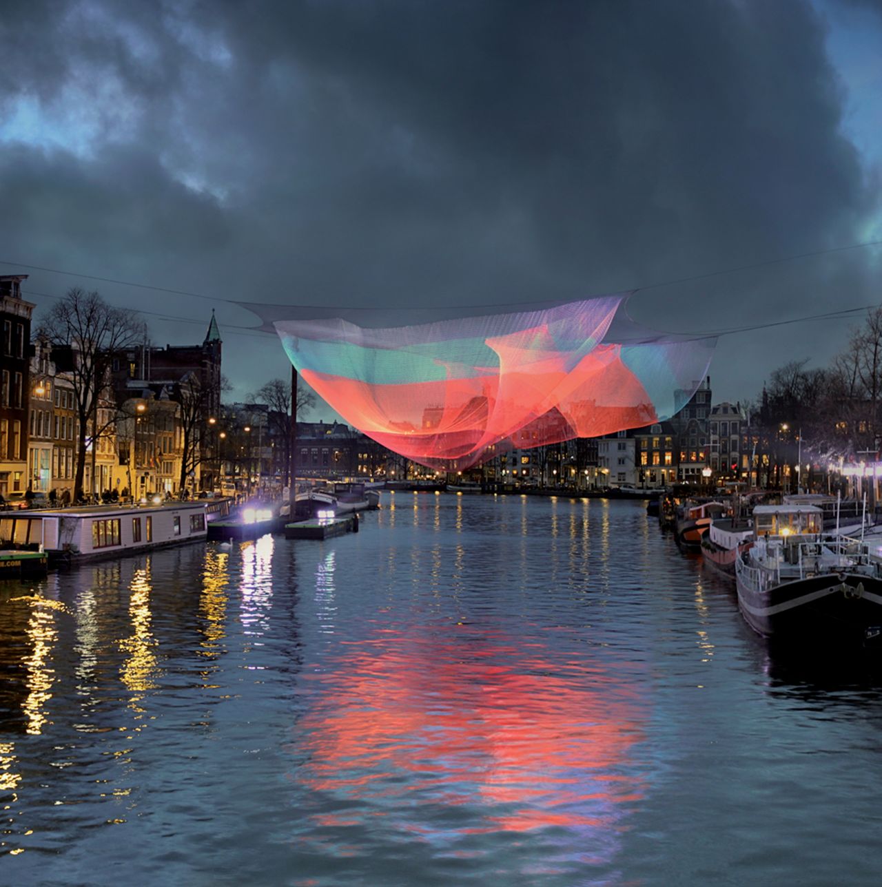 <em>Amsterdam. Janet Echelman, 2012-13</em><br /><br />This American artist is known for her monumental art installations: intricately-woven net sculptures that light up the sky with their billowing, colorful forms. Responding to wind, water and light, these mesmerizing works transform public spaces into contemplative oases. Exploring the potential of unusual materials, from fishing nets to atomized water particles, she combines craft with high-tech media to create works that are precisely engineered, yet charmingly ethereal.