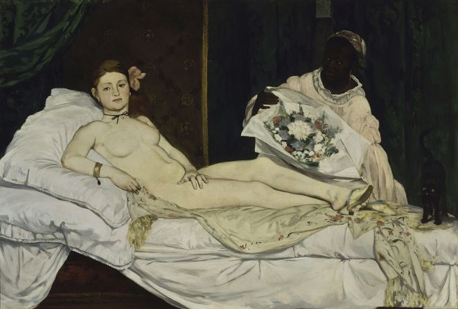<em>Olympia (1863), édouard Manet</em><br /><br />What's controversial today may not be so tomorrow. While the female nude was by then a common subject for painters, even enlightened viewers were shocked by édouard Manet's "Olympia." The presumed prostitute's almost defiant expression, directed at the viewer or an unexpected caller, and casual sexuality were considered pornographic at the time.