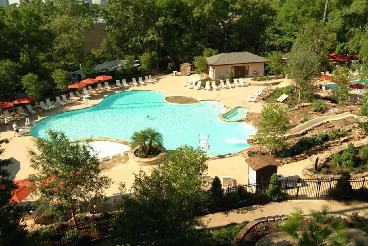 Hotel guests at The Houstonian have access to three outdoor pools. The Resort Pool has waterfalls and a slide. Talk about mixing business with pleasure. 