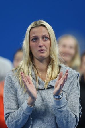 Czech star Petra Kvitova is full of emotion at the ceremony for Li, one of her closest friends on tour. 