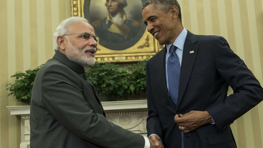 Indian Prime Minister Narendra Modi (L) and US President Barack Obama shake hands after a meeting in the Oval Office of the White House September 30, 2014 in Washington, DC. Obama met with the newly elected Modi during his first trip to the United States as Prime Minister. AFP PHOTO/Brendan SMIALOWSKI BRENDAN SMIALOWSKI/AFP/Getty Images
