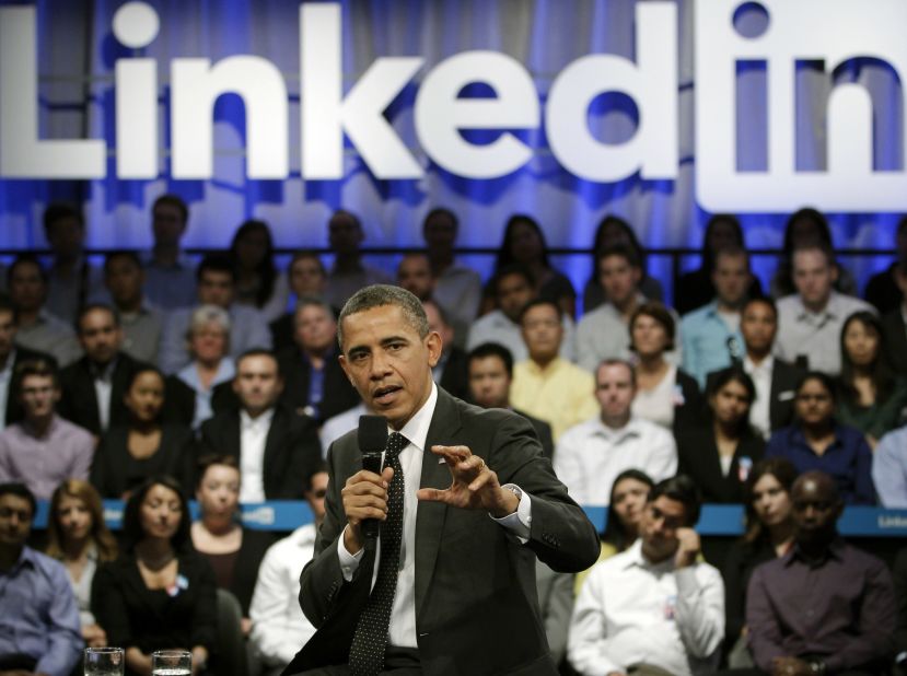 LinkedIn is a site where people can connect professionally and build business networks. President Barack Obama spoke about work and jobs at a LinkedIn town hall meeting at the Computer History Museum in Mountain View, California, on September 26, 2011.  