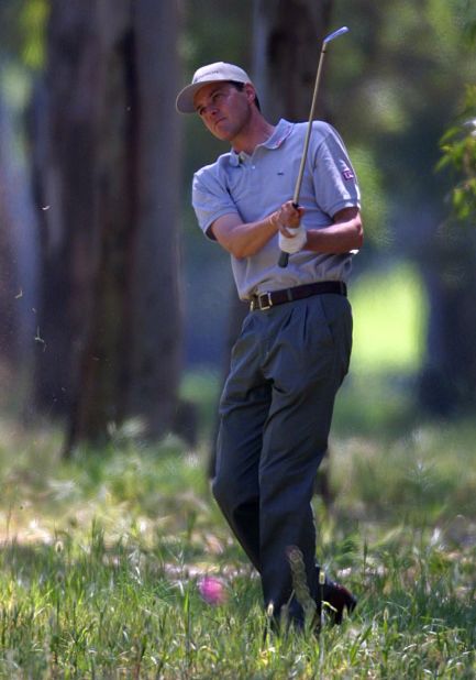 Paolo Quirici, seen here playing on the European Tour in 2001, will be attempting to defend his World Hickory Open title this week at Panmure in Scotland.
