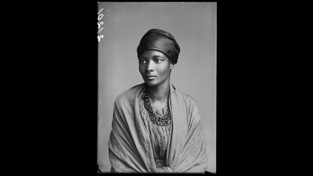 Pictured is Eleanor Xiniwe of The African Choir - a group of entertainers from South Africa who toured Britain between 1891-93. The group left Africa for Europe at the end of the 19th century on a mission to raise funds for education, and even performed for Queen Victoria. <br /><br />Eleanor Xiniwe, The African Choir. London Stereoscopic Company, 1891.