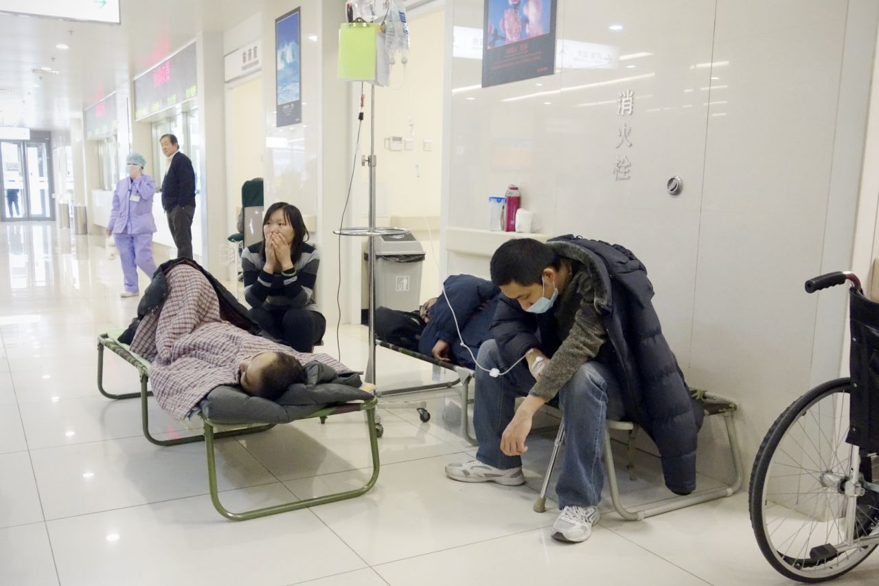 Conditions in Chinese hospitals can often be rudimentary with some patients having to wait for medical attention in ward corridors.