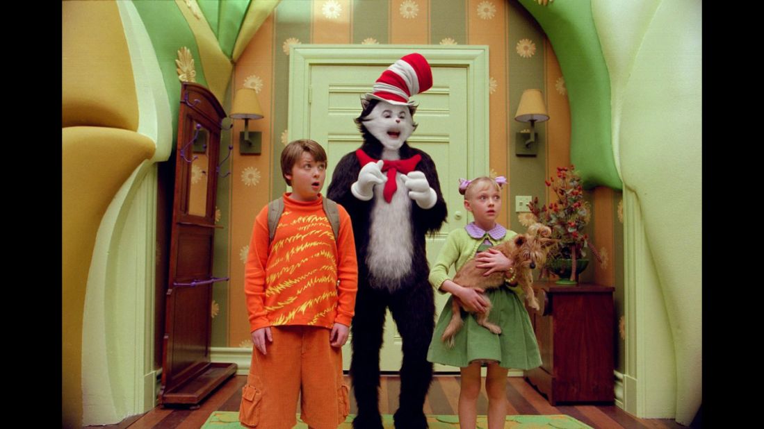 <strong>"The Cat in the Hat":</strong> Dr. Seuss' beloved children's book inspired a less-beloved, live-action 2003 movie with Mike Myers as the titular feline. To pad the slender book into a feature-length film, its creators added potty humor and subplots, including one with Alec Baldwin as a weaselly neighbor. 
