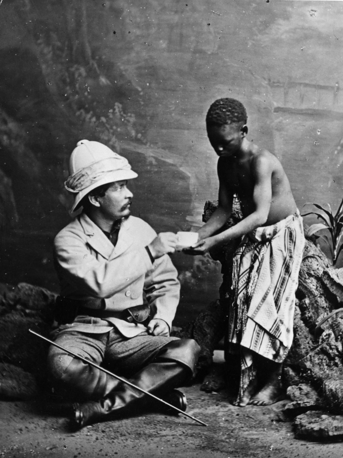 Kalulu pictured with explorer, Sir Henry Morton Stanley 