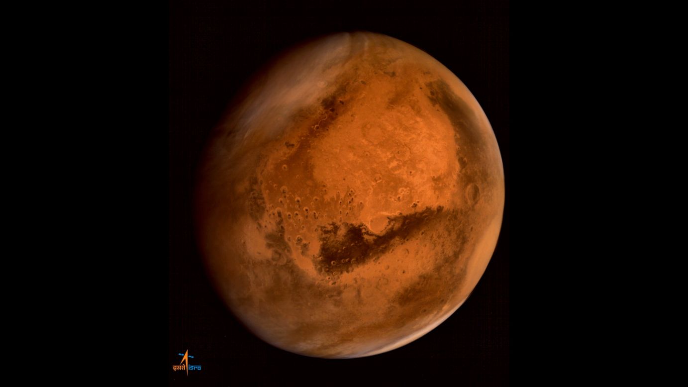Mars is seen in this image taken by the Indian spacecraft Mangalyaan and released Tuesday, September 30, by the Indian Space Research Organization. The spacecraft <a href="http://www.cnn.com/2014/09/25/world/asia/5-india-mars-orbiter/index.html">will orbit the Red Planet,</a> mapping its surface and studying its atmosphere.