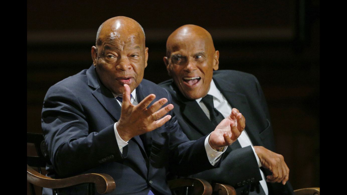 U.S. Rep. John Lewis, left, and musician Harry Belafonte were among eight people who received W.E.B. Du Bois Medals on Tuesday, September 30, at Harvard University in Cambridge, Massachusetts. The medal, named for the famous author and civil rights activist, is awarded for contributions to African and African-American culture.
