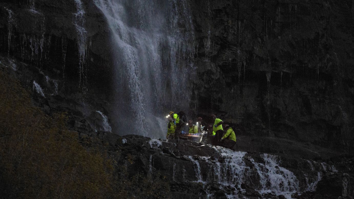 Emergency personnel in Provo, Utah, remove Camille Stepan's body after she was found by a hiker at Bridal Veil Falls on Tuesday, September 30. Deputies said Stepan suffered serious injuries consistent with a fall from great height.