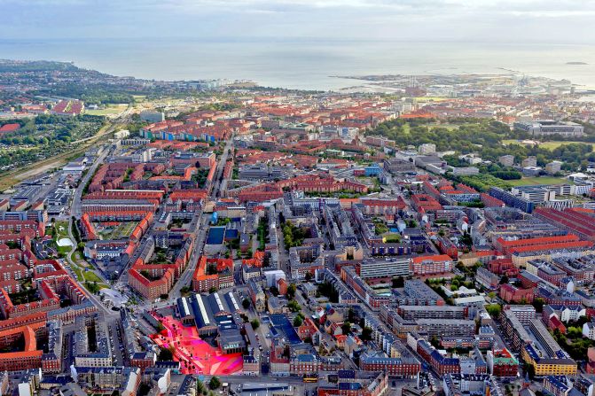 Copenhagen's Superkilen Park is a half-mile-long urban space near the city's bohemian Norrebro neighborhood.