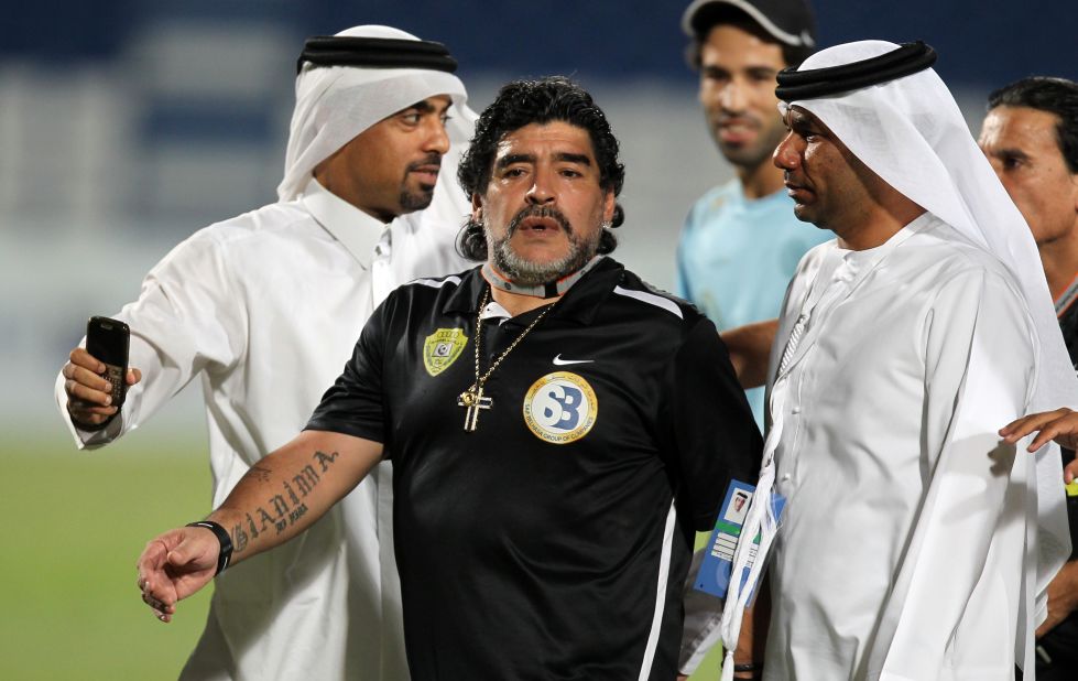 July 2012: Diego Maradona was sacked as manager of United Arab Emirates side Al Wasl after 14 months in charge.