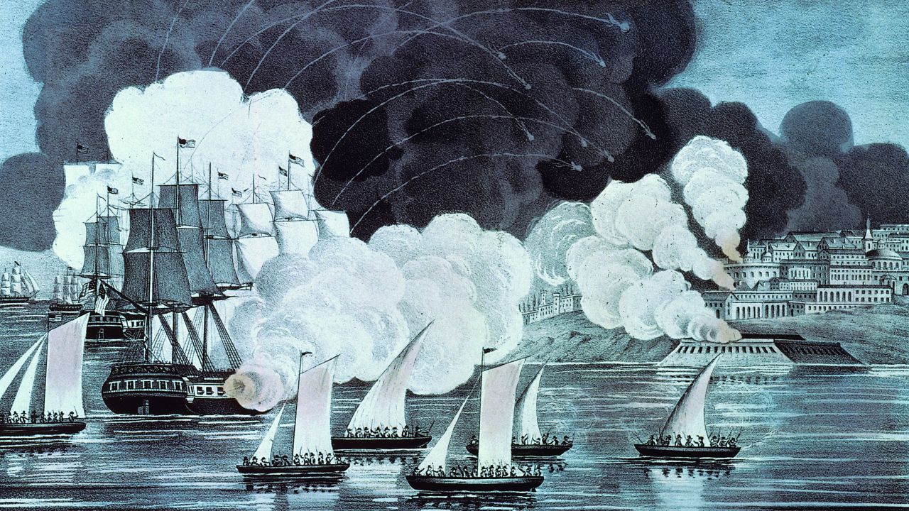 August 1804: Tracers arc in the sky as the U.S. Navy bombards Tripoli to fight a ruler who supported the Barbary pirates.