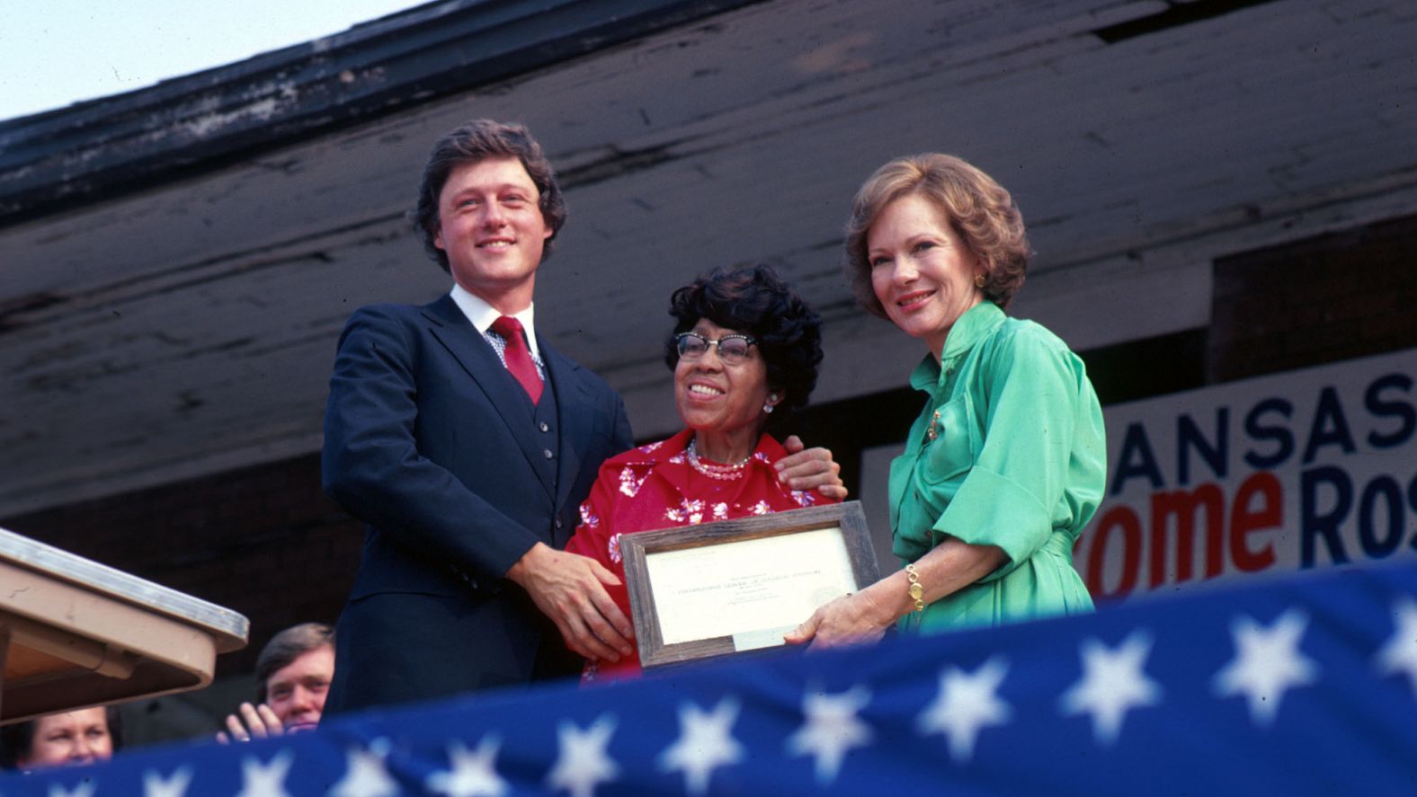 Clinton was elected governor of Arkansas in 1978. He is seen here with civil rights activist Rosa Parks and first lady Rosalynn Carter in July 1979.