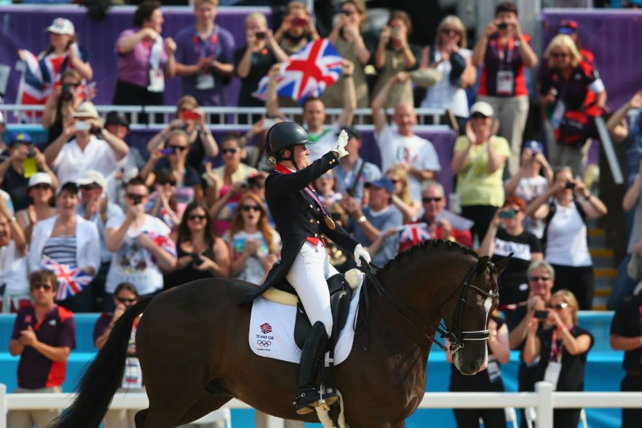 Beyond the crowd and the commentator, dressage also offers the sound of music. Charlotte Dujardin won gold for Great Britain at London 2012 using a theme which incorporated "Land of Hope and Glory."