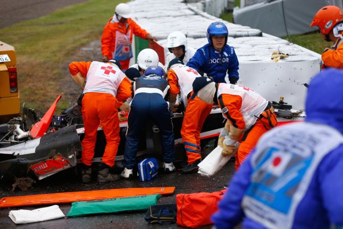 Bianchi, who is in his second season with the Marussia team, received urgent medical treatment after crashing when rain fell towards the end of the race at the demanding Suzuka circuit.