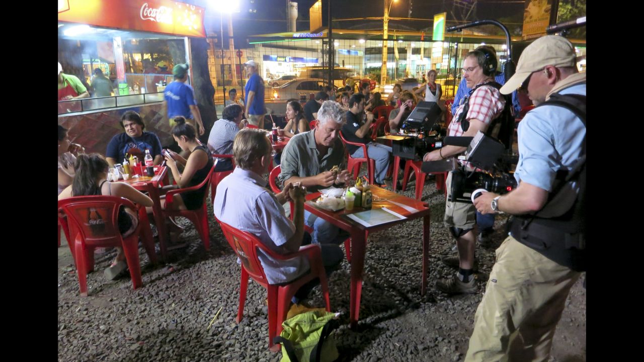 Back in Asuncion, Bourdain and Peter head to to Lomilitos for greasy Paraguayan street food.