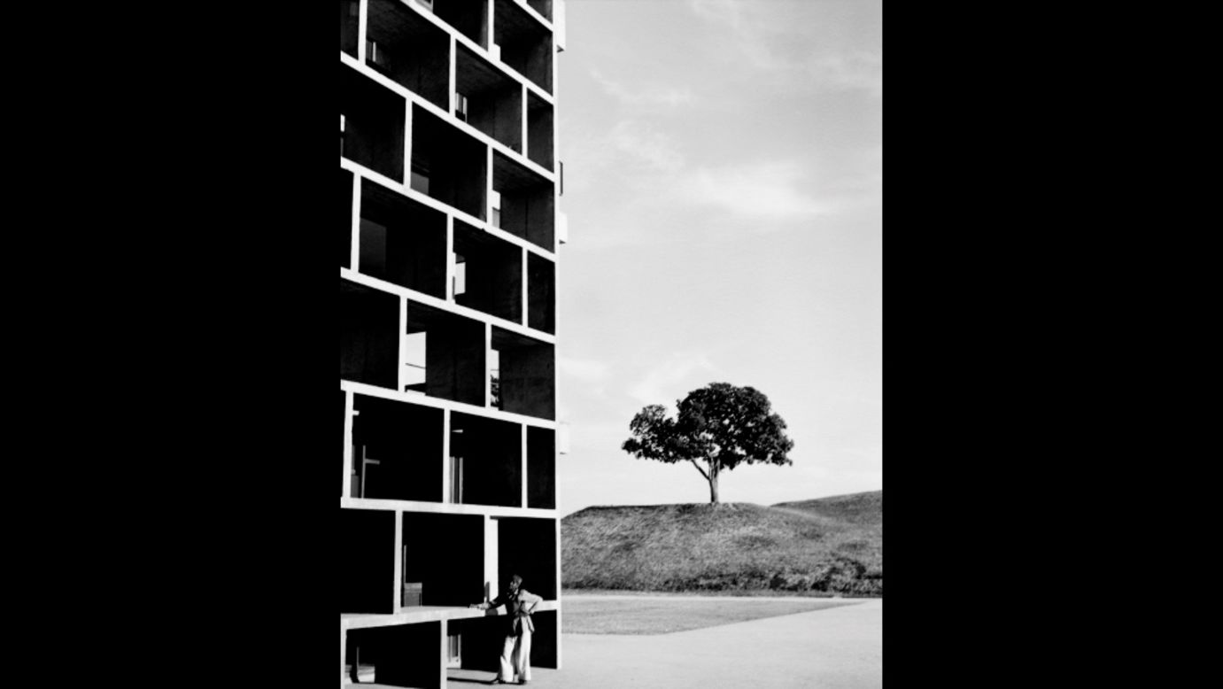 <strong>Lucien Hervé</strong><br /><br />These photos, taken of Chandigarh's civic buildings in 1955, use high contrast natural lighting and cut out details of the architecture to highlight "the spirit of places rather than the actual buildings" say the exhibitions curators. 
