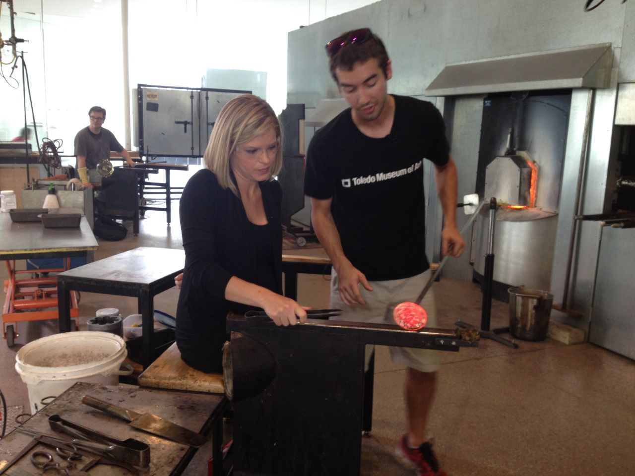 Bolduan also traveled to Ohio, where many of her ancestors settled after arriving in the United States. At the Toledo Museum of Art, she tried her hand at the family business, glass blowing.