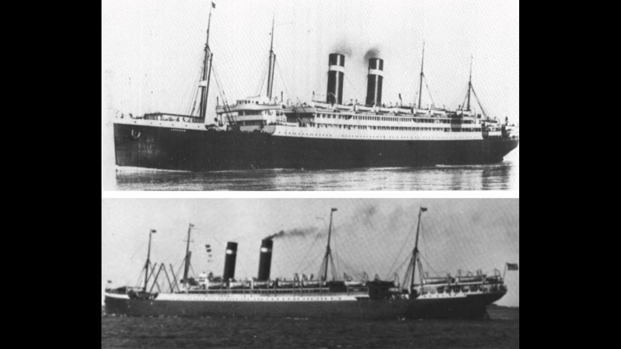 Bolduan's great-great-grandmother traveled with her 2-year-old daughter while six months pregnant. Her ship, the SS Lapland, top, rescued some of the Titanic survivors. Bolduan's great-great-grandfather came to the United States aboard the SS Kroonland, bottom.