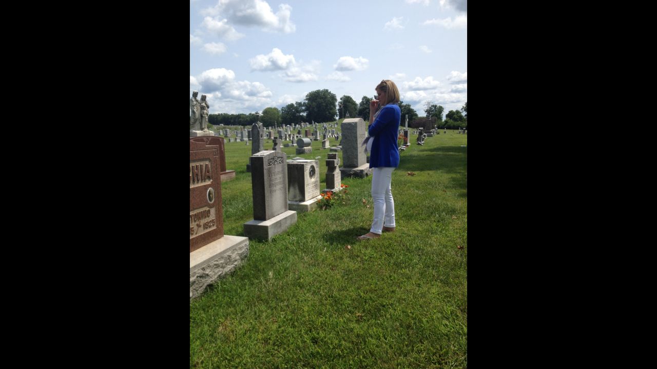 Bolduan visits the cemetery in Columbus, Ohio, where her great-great-grandparents are buried.