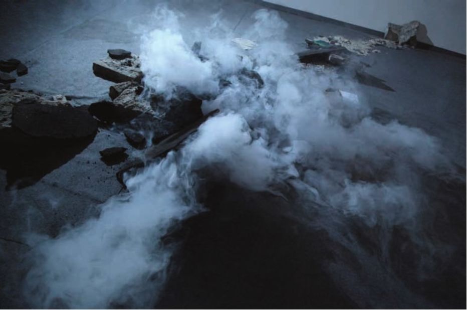 Mariia Kulikovska's installation "Untitled", made in 2012, consists of a section of fractured road with smoke seeping ominously through the cracks. A warning of unrest to come?