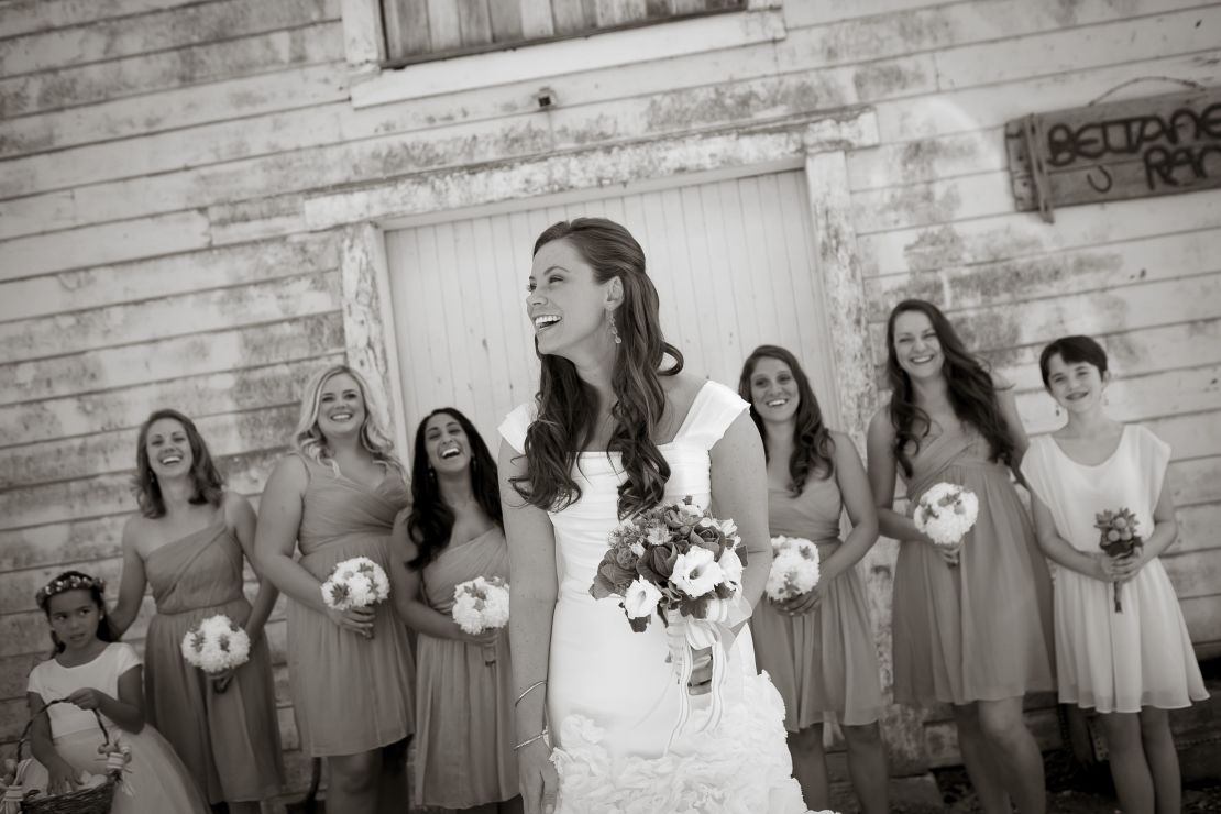 Brittany Maynard shares a moment with her bridesmaids.