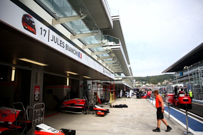 The F1 community has arrived in Sochi for the inaugural Russian Grand Prix, where Jules Bianchi's name is displayed above his Marussia garage.
