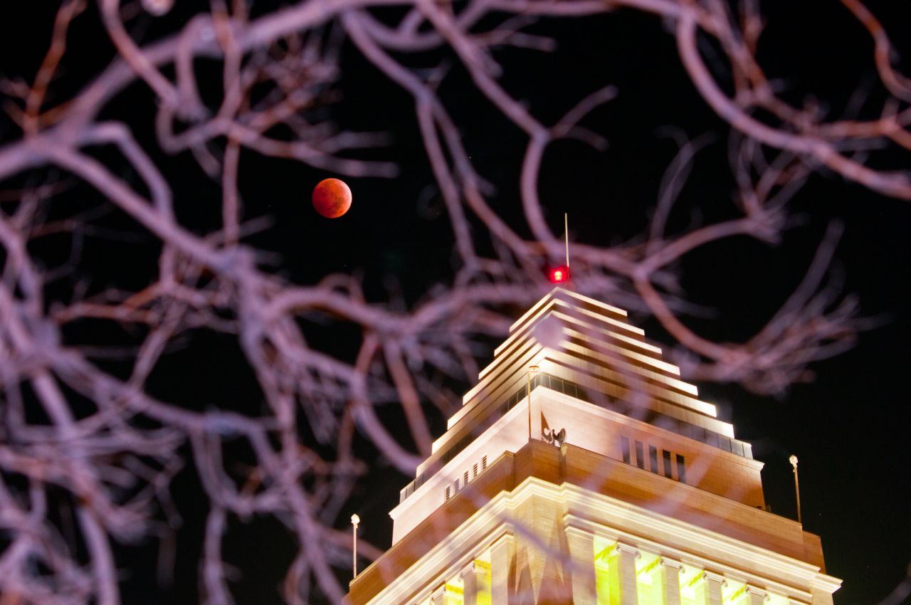 Existe una agradable yuxtaposición entre la luna de sangre y un edificio en Los Ángeles que llevó a Animesh Ray a preguntarse "¿Cuál es mejor?". "Quizá no es nuestro lugar comparar, sino solo contemplar su sinergia mutua, una que mejora a la otra", dijo.