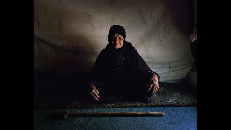 "In Syria, Khadra lived in a house of her own where she cooked, cleaned, and walked up to two kilometers every day. Now she lives in a tented settlement in Lebanon." - UNHCR
