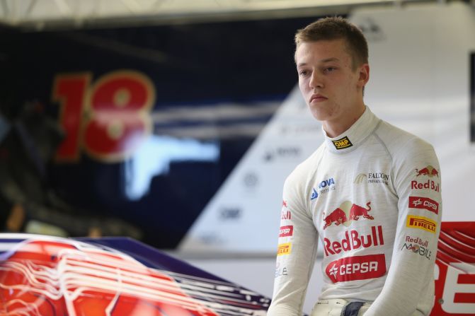 Daniil Kvyat is introduced to Formula One as he makes his bow at the young drivers test at Britain's Silverstone circuit in July 2013.