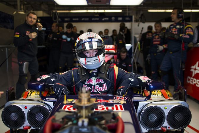 The Russian climbs into a cockpit for his first outing over a grand prix weekend in first practice for the U.S. Grand Prix in Austin, Texas in 2013.